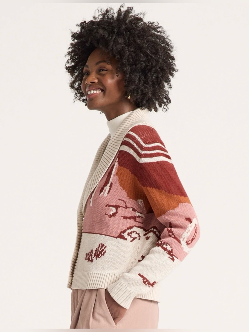 NEW NWT Pendleton Women’s Scenic Western Cotton Cardigan Horse Sweater Small S - Picture 3 of 9